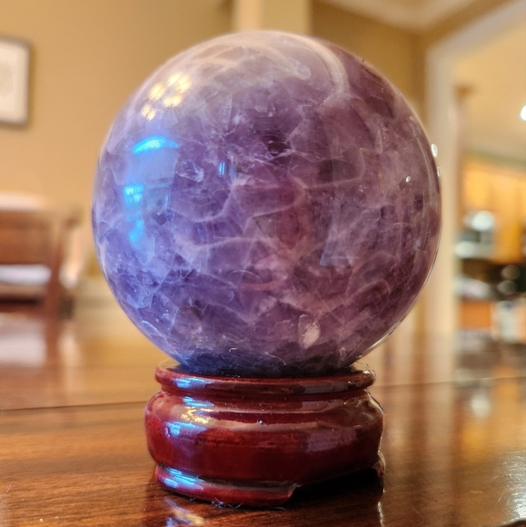 Natural Agate/Amethyst Geode Sphere with Stand